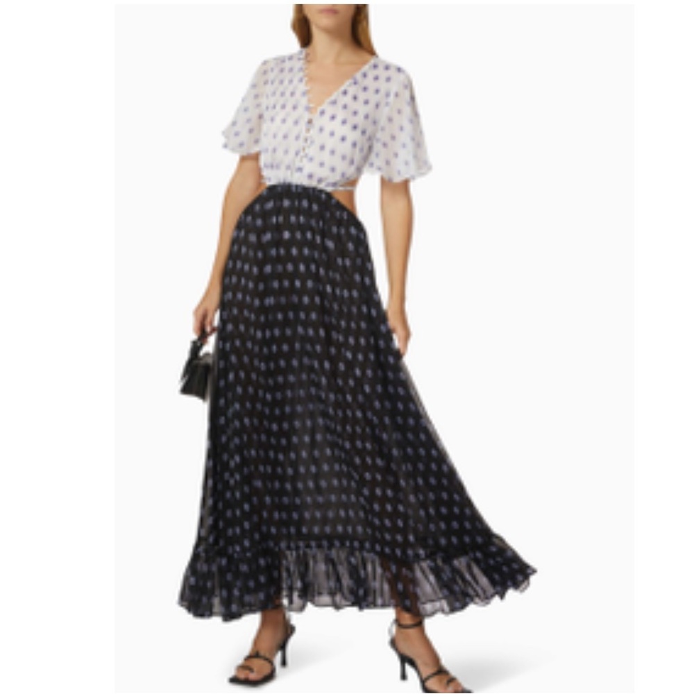 Misa Los Angeles Black and White Maxi Dress